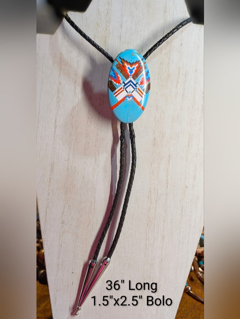 Southwest Inlay Turquoise Bolo Necklace